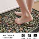 Collive Kitchen Mats for Floor, Cushioned Anti Fatigue Mat Black Floral Rugs Non Skid Waterproof Sink Rug, Memory Foam Comfort Standing Mat for Office, Laundry, Desk, 24''x71''