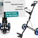 SereneLife Golf Push Pull Cart Lightweight, Foldable, Bag Holder with Adjustable Handle, Caddy Accessories, Compact Folding Golf Trolley for Travel, 2 Wheel, 22.8"