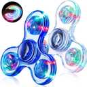 Fidget Spinner 2 Pack, Light up Sensory Fidget Toys Adults Kids 4-8-12 with Autism ADHD, Valentines Day Gifts for Kids Glow Anxiety Toys Stress Relief Teen Boy Gifts, Classroom Prizes (White&blue)