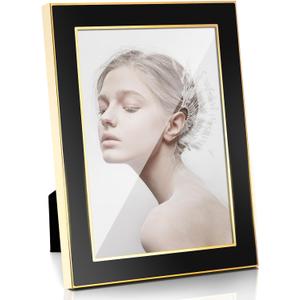 TWING 8x10 Picture Frame Gold and Black, HD Real Glass Metal Photo Frames for Tabletop Display,Ideal Gift to Halloween Family and Friends