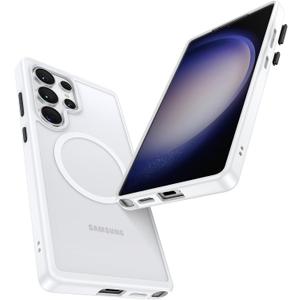 Maledan Shockproof Case for Samsung Galaxy S25 Ultra [Stain-Resistant] [Military-Grade Protection] [Compatible with MagSafe] [Anti-Yellowing] - Magnetic S25 Ultra Case Bumper Cover, StainGuard White