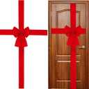 WILLBOND Christmas Cabinet Door Ribbon Bow Large Red Christmas Wreath Bow Festival Wrapping Decorations for Tree Fireplace Home Front Door Party Supplies(Red,2)