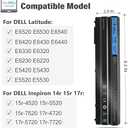 T54FJ 8858x Laptop Battery for Dell Latitude E6420 E6430 E6440 E6520 E6530 E6540 E5520 E5530 E5420 E5430, Inspiron 17r-7720 17r-se-7720 17r-5720 15r-5520 15r-7520 [65Wh 11.1V 6 Cell]