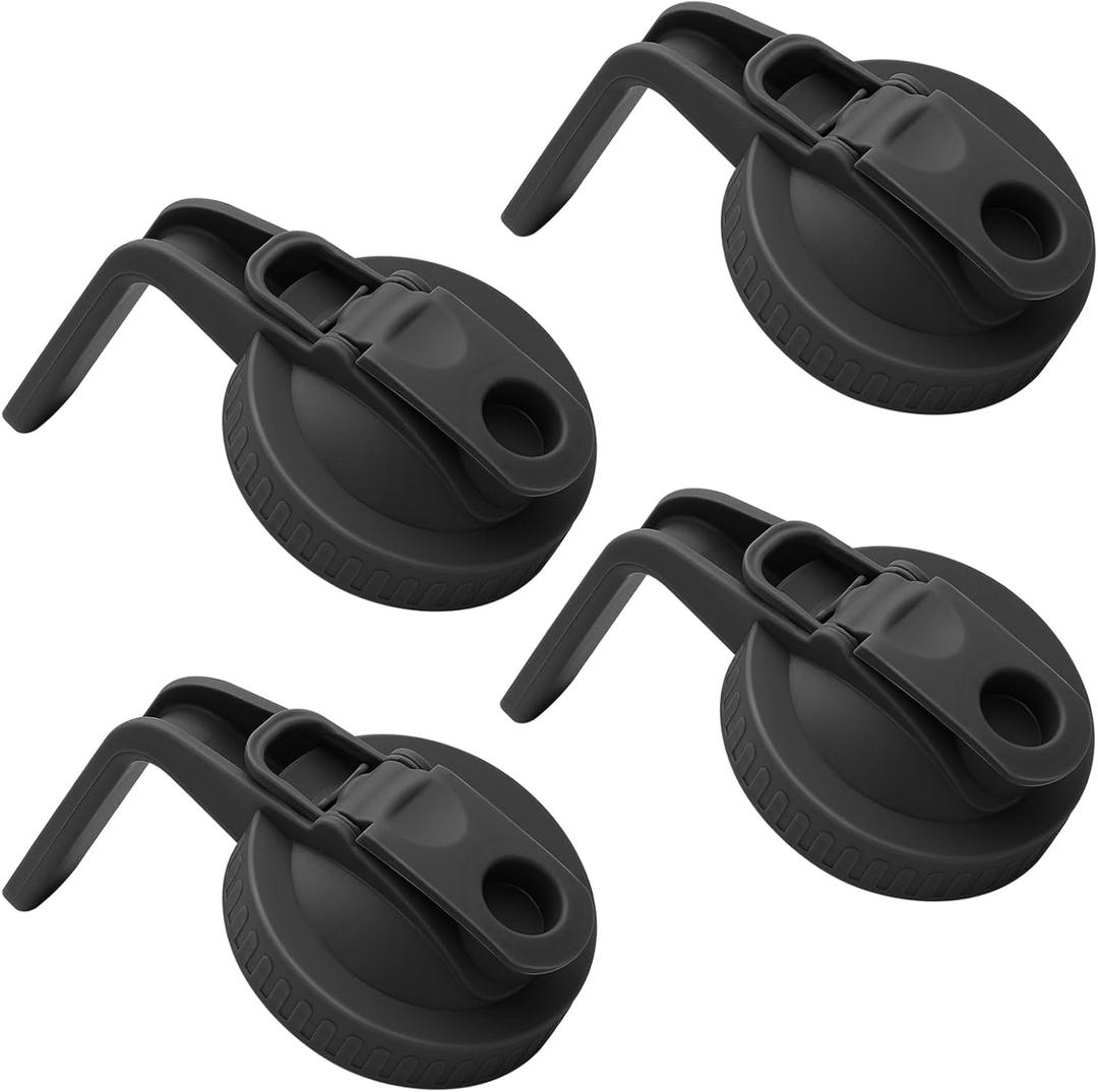 4Pack Wide Mouth Mason Jar Pour Spout Lid Airtight Pour Spout Lid with Handle, Turns your Mason Jar into Pitcher, BPA Free & Durable Flip Cap Lids Easy to Clean Fit for Canning Jars (4 Black)