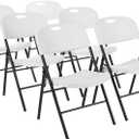 Amazon Basics Sturdy Foldable Plastic Chair, Portable, 350-Pound Capacity, White, 6-Pack
