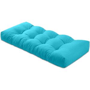Bench Cushion 27 inches,Indoor/Outdoor Non-Slip Tufted Cushions, Premium Waterproof Linen, Soft Piano Sofa Cushions, Entryway Storage, Bay Window, High-Density Memory Foam(Light Blue-27x12x4in)