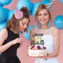 3 x Sumerk Happy 21st Birthday Cake Toppers Black & Gold Glitter 21st Birthday Cake Decorations 21 Cake Topper for Birthday Party