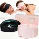 Silk Sleep Mask for Women & Men - 2 Pack Eye Masks for Sleep, 100% Blackout Sleeping Mask, 3D Zero Pressure Side Sleeper Night Blindfold Eye Cover for Travel Nap Couple (Pink & Black)
