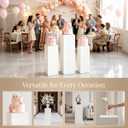 3PCS Metal White Display Pedestal Stand for Parties,Pillars for Wedding