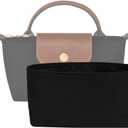Waterproof Purse Organizer Insert for le pliage bag Mini Pouch with Handle, Long Champ City Mini Handbag Organizer (Black)