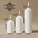 18 Pcs White Pillar Candles Bulk Set Hurricane Candles2x3 2x4 2x6 Inch - 12 Each Size Dripless Unscented Smokeless Gives You a Better Atmosphere When Organizing an Event Party.