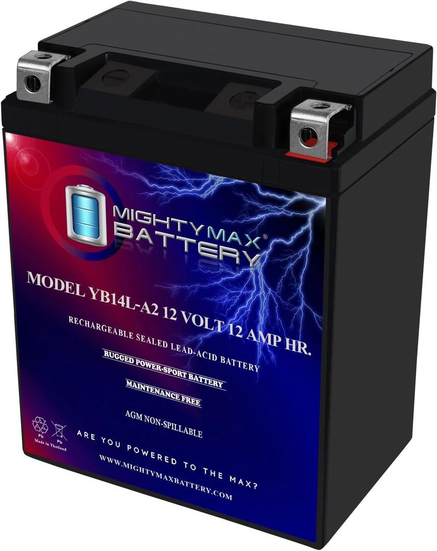 Mighty Max Battery YB14L-A2 -12 Volt 12 AH, 210 CCA, Rechargeable Maintenance Free SLA AGM Motorcycle Battery