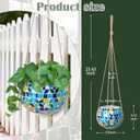 Ceramic Hanging Planter Mosaic Hanging Flower Pot Small Plant Pot for Indoor Plant Garden Decor Disco Ball Planter with Drainage Square Blue