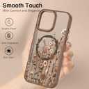 DOMAVER for iPhone 15 Pro Max Case, Magnetic Phone Case for iPhone 15 Pro Max [Compatible with MagSafe] Slim Fit Flowers Floral Design Shockproof Protective Bumper Women Men Girls Cover- Brown