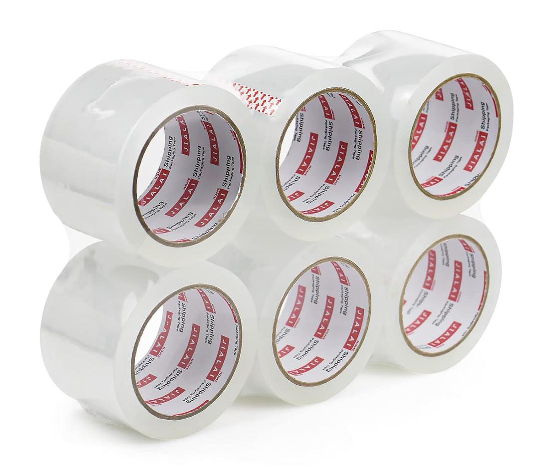 JIALAI HOME 3" Heavy Duty Packing Tape 6 Rolls, Total 360Y - 3 inch x 65 Yards, 2.4 mil Thick, Clear 3 Inch Wide Packaging Tape for Shipping, Mailing, Moving & Storage