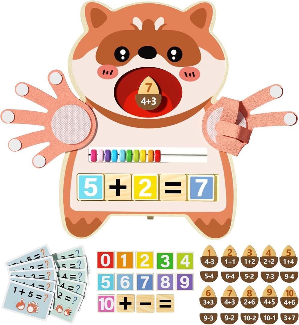 Preschool Learning Toys for Toddlers 3-5, Educational Math Counting Blocks with Fingers, Montessori STEM Sensory Board Games for Kids, for 2 3 4 Year Old Boys Girls