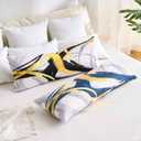 Lumbar Pillow Cover 14x36 for Bed Decor Blue Body Pillowscase Navy Blue and Yellow Abstract Striped Decorative Cushion Covers for Farmhouse Sofa Couch Bed Living Room Boho Modern Decoration Pack of 1