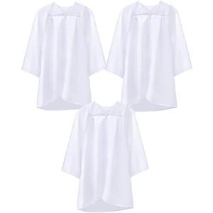 Toulite 3 Pcs Unisex Choir Robes for Kids White Baptism Robes Children for Water Baptism Church Event Pastor Judge Costume