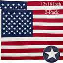 FLAGPARK American Flag Small US Boat Flag 12x18 Inch 2-Pack Small American Flags Embroidered Stars Heavy Duty for Outdoor Indoor