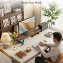Aothia Faux Leather Desk Mat - Large Mouse Pad, Non-Slip PU Leather Blotter, Waterproof Writing Surface for Office and Home (Off-White, 40" x 24")