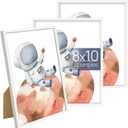 upsimples 8x10 Picture Frame Set of 3, Made of High Definition Glass for 8 x 10, Wall and Tabletop Display Thin Border Photo Frames for Home Decor, White