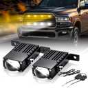 Super Bright Driving Lights, Mini Projector Fog Lights for Car/Truck/Offroad/UTV/ATV/Motorcycle, Slim LED Bar, Hi-Lo Beam, White/Yellow (2 Pcs)