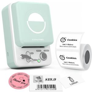 SUPVAN T50M Plus Bluetooth Label Maker Machine with Tape, High Printing Clarity, Versatile App with 40+ Fonts and 450+ Icons, Inkless Labeler for Business, Home, Office Organization, Green