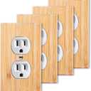 4PC Solid Wood Double hole Outlet Light Switch Plate 4.5" X 2.76" Bamboo Light Switch Cover Quality Raw Wooden Decorative Bedroom Kitchen Home Decor (Double hole Outlet) (Standard Size)