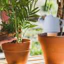 4 Pack Plant Watering Devices, Watering Can Shape Terracotta Watering Spikes, Vacation Self Watering Planter Insert, Automatic Plant Waterer for Indoor Outdoor Plants (Watering Cans)