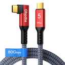 USB C Camera Tethering Cable for Right Angle Thunderbolt 5 Cable 6.6 FT, 120Gbps Bandwidth, 80Gbps, 240W, 8K@165Hz, 4K@540Hz for Thunderbolt 4, iPhone 17, USB4, Canon, Sony, Nikon, Fuji, Mac mini M4