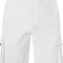 2 x Yundobop Men's Casual 9" Inseam Cargo Shorts Twill Classic Stretch Golf Summer Short with 6 Pockets (White)