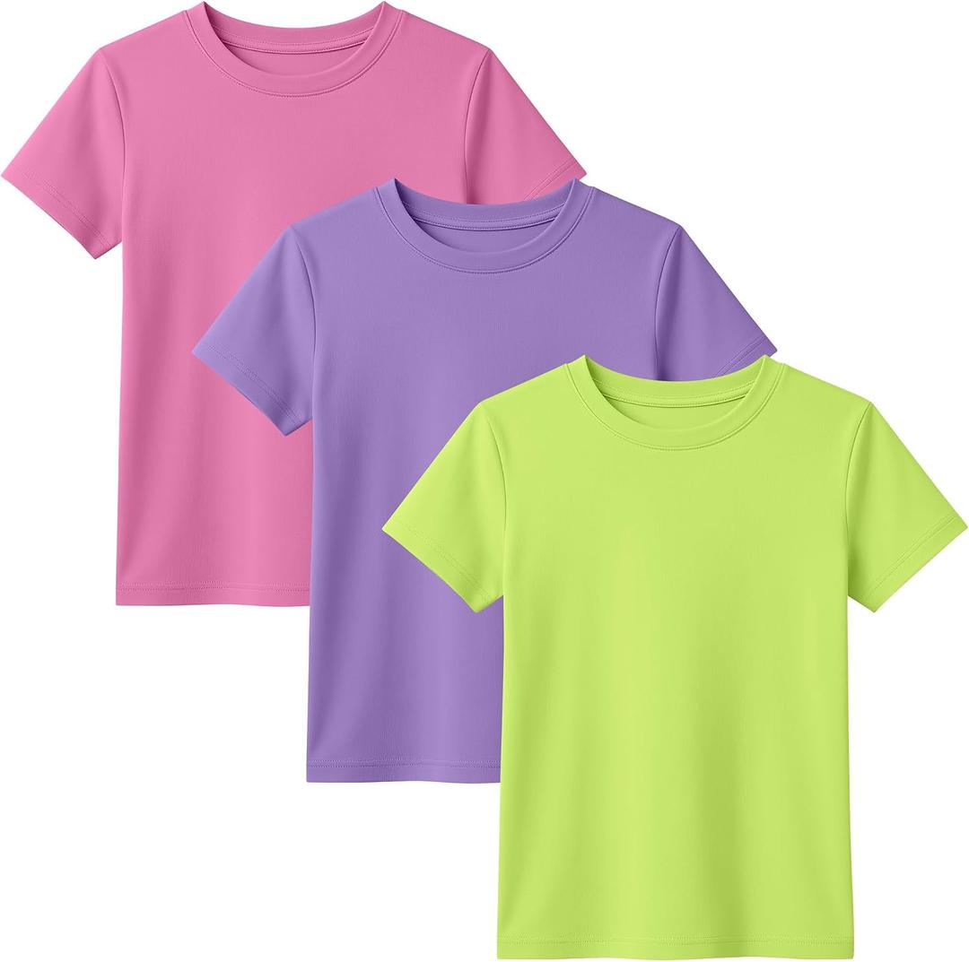 3 Pack Toddler Short Sleeve Tops | Crew Neck, Slim Fit, Summer Tees, Basic, Cute, Casual Tops, for Kids 18M-5T