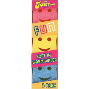 2 x 3-Pack Toast-Shaped Kitchen Dish Scrub Sponges, Temperature Controlled Colorful Non-Scratch Dual-Sided Cleaning Pads, Multipurpose Premium Cleaning Sponges for Kitchen, Bathroom & Household Use