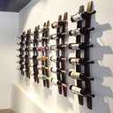 DCIGNA Wall Mounted Wine Rack, Barrel Stave Wine Rack, Imported Pine Wood and Metal Wine Bottle Holder Rack - 6 Bottles 40x7.6inch (Red Wine Color)
