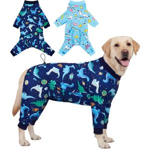 XPUDAC 2 Pack Dog Surgery Recovery Suit, Dog Onesie for Surgery Male Female with Adjustable Drawstring, Long Sleeve Surgical Pet Cone Alternatives for Prevent Licking Wounds Anti Shedding, 7XL