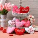 Threehoney 8 Pcs 4.7 Inch Valentines Felt Heart Ornaments Valentines Stuffed Fabric Tiered Tray Ornaments Conversation Hearts Shaped Decorations for Wedding Holiday Party DIY Crafts