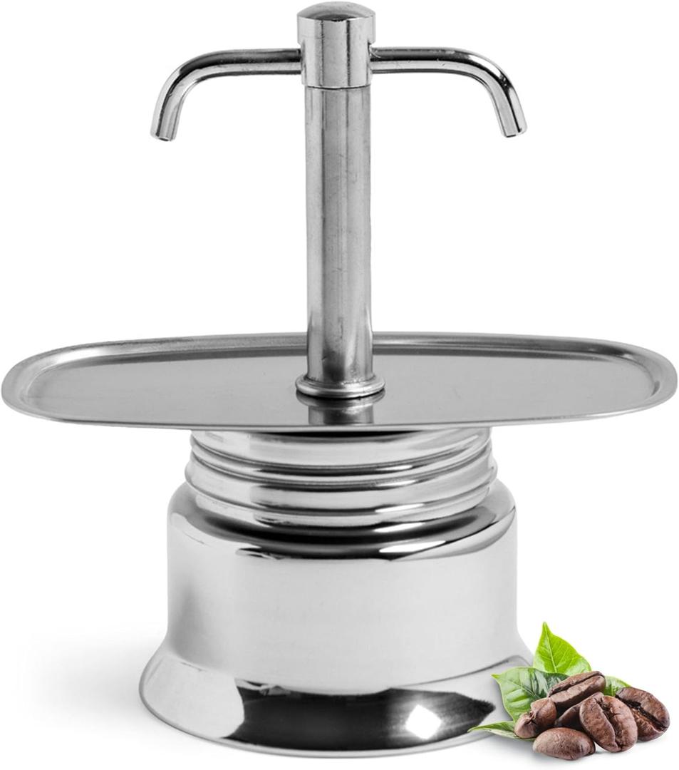 Kings County Tools Double Spout 2 Cup Coffee Maker - Stainless Steel Stovetop Espresso Maker - Italian Coffee Machine for Espresso, Cappuccino, and Mocha - Portable Brew Pot for Home or Camping (Chrome)