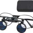 2.5X 3.5X Binocular Dental Loupes Surgical Magnifier Dentist Loupe Metal Eyeglasses Depth View (2.5x-420), Black