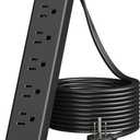 Power Strip Surge Protector, 10 Ft Ultra Flat Extension Cord, Surge Protector with 5 Outlets & 3 USB Ports (2 USB C), 1700 Joules, Wall Mount, Desktop Charging Station for Home Office, Black