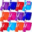 ArtCreativity 6" Beach Sand Castle Buckets and Shovels Set  12 Pails Buckets and 12 Shovels with Sand Castle Building Toys  Fun Summer Beach Toys for Boys and Girls