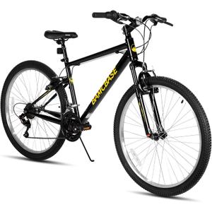 HILAND 26 27 Inch Mountain Bike, Mens Womens MTB with 18 Speeds, High-Tensile Steel Frame, V Brake, Hardtail Bicycle for Adults (black)