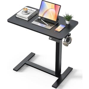 Overbed Bedside Table with Wheels, Electric Standing Desk Adjustable Height, Small Computer Desk for Home Office, Rolling Laptop Desk for Bed, Sofa, or Hospital Use (28"x16",Black)