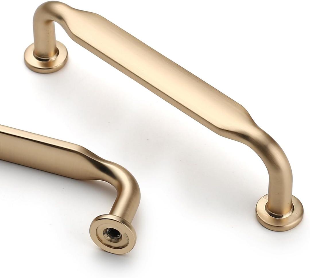 Asidrama 10 Pack 3 Inch(76mm) Brushed Brass Kitchen Cabinet Handles, Cabinet Pulls Kitchen Cabinet Hardware for Cupboard Drawer Pulls (3" Hole Center)