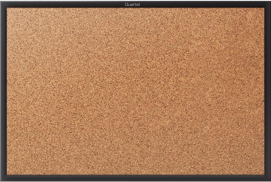 Quartet Cork Bulletin Board 48"W x 36"H Pin Board, Black Aluminum Frame (2304B)