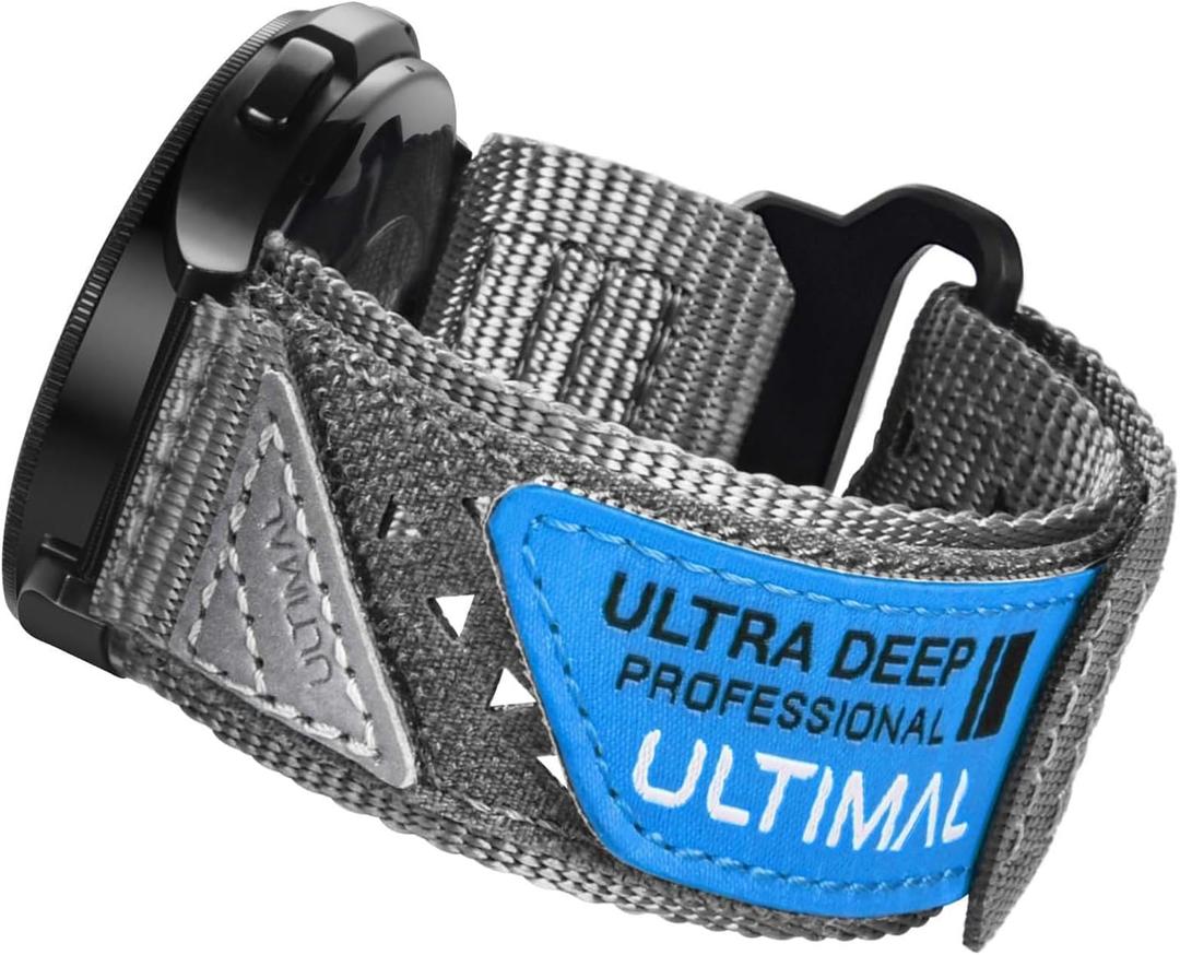 Compatible with Samsung Galaxy Watch 7 6 5 4 FE 40mm 44mm/6 Classic 43mm 47mm/5 Pro 45mm/4 Classic 42mm 46mm, 20mm Nylon Adjustable Sports Strap for Men Women (GREY, XL)