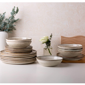 AmorArc Ceramic Dinnerware Sets,Handmade Reactive Glaze Stoneware Plates and Bowls Sets,Highly Scratch Resistant | Dishwasher & Microwave Safe Dishes Set,Service for 4 (12pc)