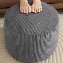 WSOFRLAC Pouf Ottoman Foot Stools with Foam Small Ottoman for Living Room Corduroy Ottomans Pouf 26x18 Floor Poufs Foot Rest for Chair Dark Grey Hassocks and Ottomans