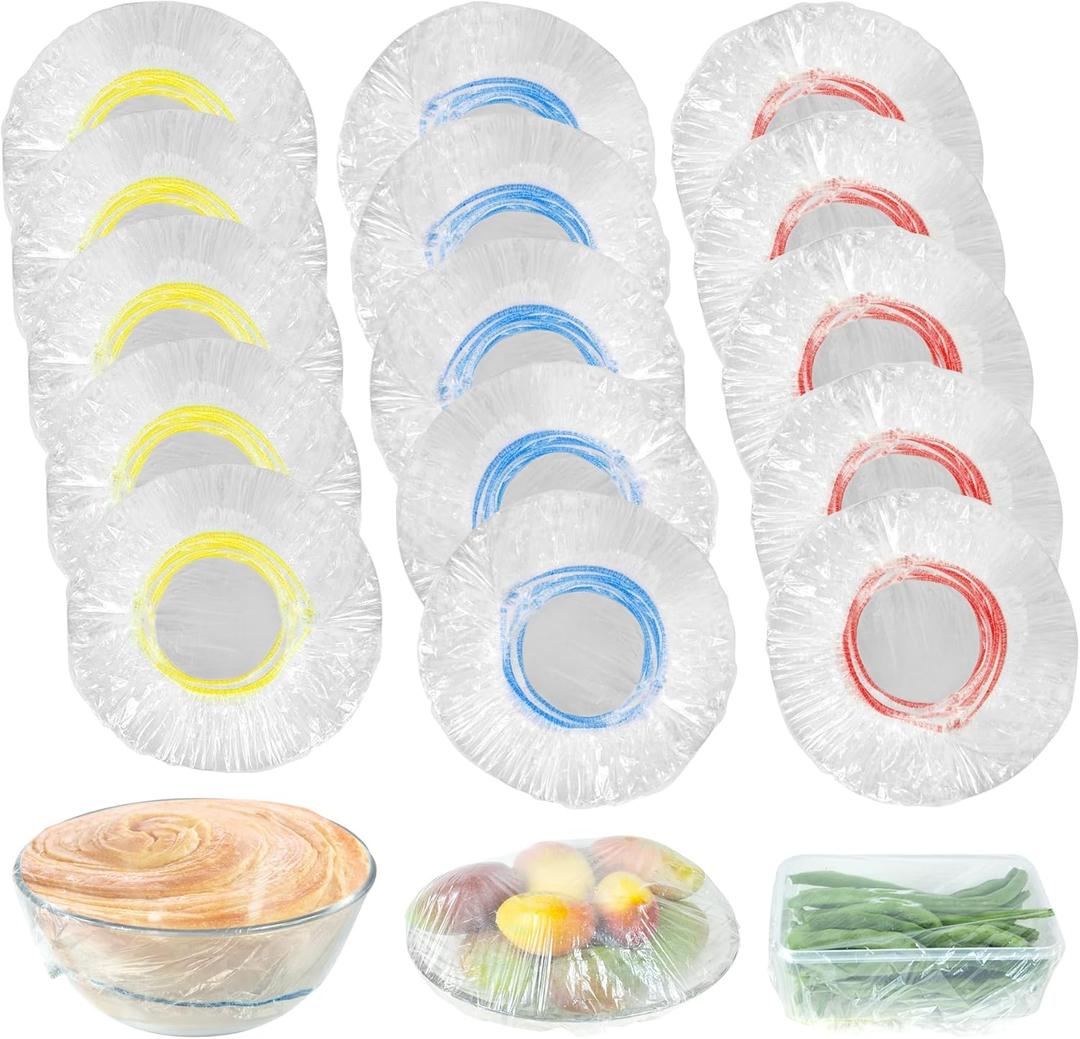 Plastic Bowl Covers Elastic Reusable Fresh Keeping Bags/100ps, Plastic Food Cover Stretch, Reusable Bowl Covers for Bread Proofing