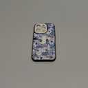 for iPhone 15 Pro Case for Women - Girls Kawaii Design Compatible with Magsafe Magnetic Ring Holder Stand Blue Flower Phone Covers Aesthetic Girly TPU Funda for 15 Pro