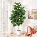 Faux Fiddle Leaf Fig Tree 6ft Tall Indoor Fake Tree in White Pot with 106 Leaves Artificial Ficus Lyrata House Plant for Indoor Home Office Bedroom Living Room Decor Perfect Housewarming Gift